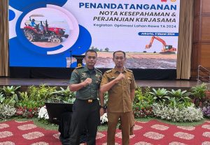 Dandim 0429/Lamtim Hadiri Penandatanganan Nota Kesepahaman dan Perjanjian Kerjasama Kegiatan Opsla 2024