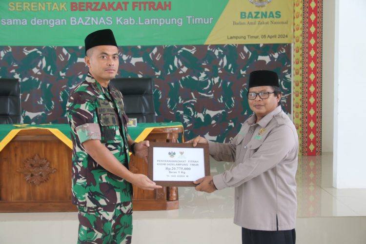 Gandeng Baznas, Kodim 0429/Lamtim Serentak Berzakat Fitrah