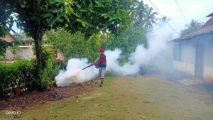Berantas Penyebaran DBD, Babinsa Bersama PKM Adakan Fogging