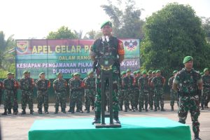 Dandim 0429/Lamtim Pimpin Apel Gelar Pasukan Kesiapan Pam Pilkada Serentak Provinsi Lampung
