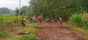 Warga Dusun VI Desa Sukacari Gelar Gotong-royong Perawatan Jalan