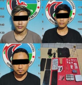 Satresnarkoba Polres Metro Bersama Polsek Metro Pusat Amankan 3 Orang Sedang Pesta Narkoba