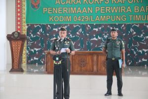 Pimpin Acara Penerimaan Anggota Perwira Baru, Dandim 0429/Lamtim Tekankan Loyalitas dan Etos Kerja