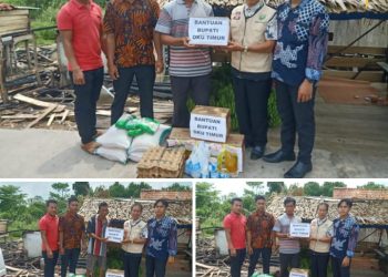 Dinas Sosial Oku Timur Salurkan Bantuan untuk Korban Kebakaran di Desa Gunung Batu