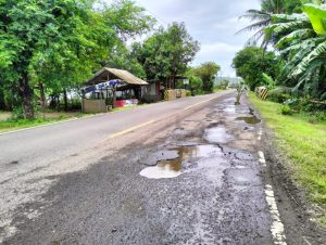Waspada Jalan Berlubang di Jalan Nasional III Ruas Simpang – Bayah Bahayakan Pengendara