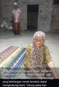 Breaking News,,? Ditemukan Seorang Nenek, Hubungi Kadus 4 Desa Adi Jaya