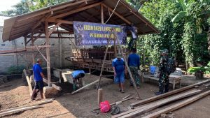 Dukung Potensi Peternakan Desa, Satgas TMMD ke-124 Bangun Kandang Kambing