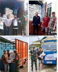 Babinsa Kodim 0429/Lamtim Serentak Pendampingan Pendistribusian Bantuan Pangan Beras