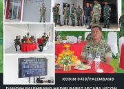 Dandim Palembang Hadiri Rapat Vicon Percepatan Pembangunan KDKMP di Gandus 