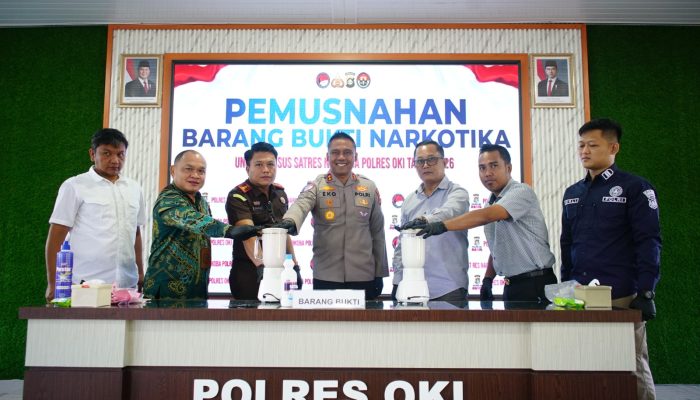 Sinergi Berantas Narkoba, Kapolres OKI Pimpin Pemusnahan 927 Gram Sabu