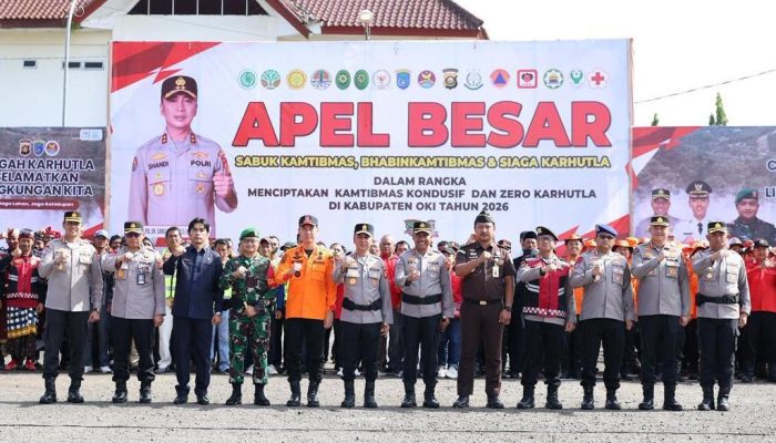 Kapolda Sumsel Pimpin Apel Besar Sabuk Kamtibmas di OKI, Target Zero Karhutla 2026