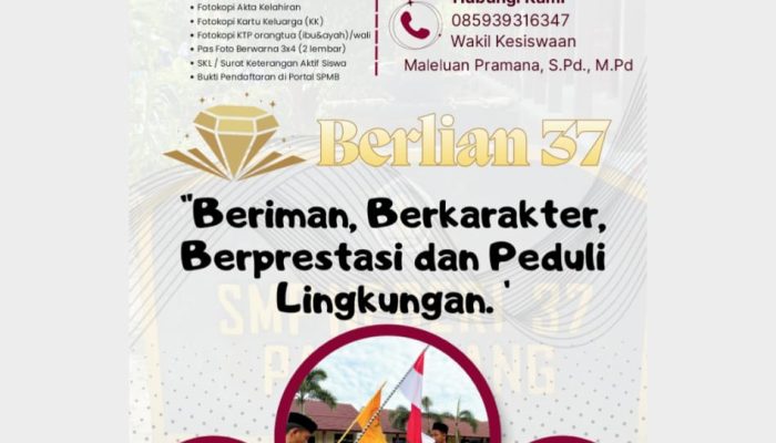 SPMB SMP Negeri 37 Palembang 2026/2027 Resmi Dibuka, Akses Pendidikan Inklusif dan Berkualitas Diperluas