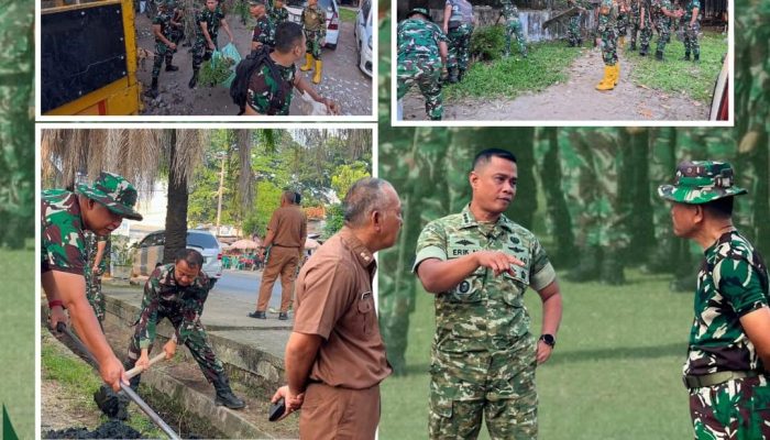 Dandim 0418/Palembang Tinjau Langsung Kerja Bakti Gerakan Nasional Indonesia Asri di Stadion Kamboja