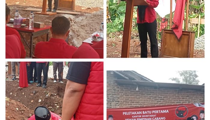 Tepat di Harlah Bung Karno, Bupati, Sekretaris DPD dan Ketua DPC Partai resmikan peletakan batu pertama kantor sekretariat DPC PDIP Pesawaran 
